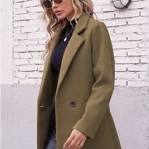 Dark Green Faux Suede Long Coat